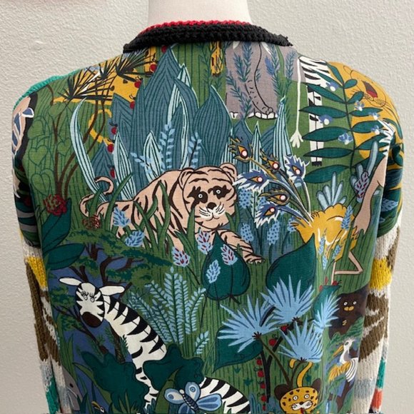 Vintage 90's Alfonso Pozo for Globetrotter "Jungle Animal" Cardigan Sweater - Picture 3 of 13